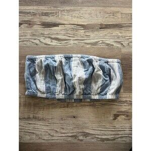 New American Eagle Striped Blue Crop Tube Top Boho size M